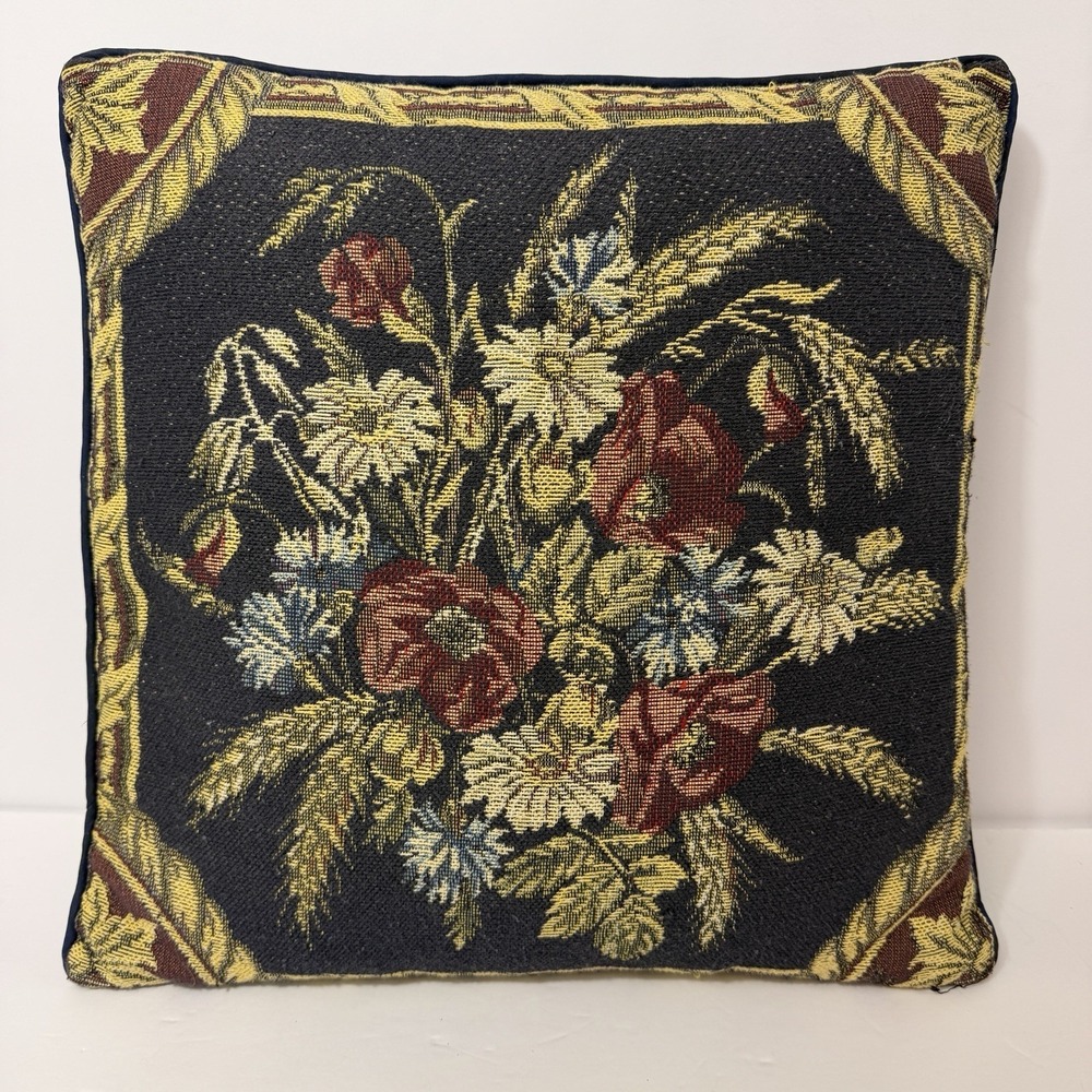 Vintage Floral Tapestry Pillow Cover 16x16  Cottagecore Decor Pillow Cover Only